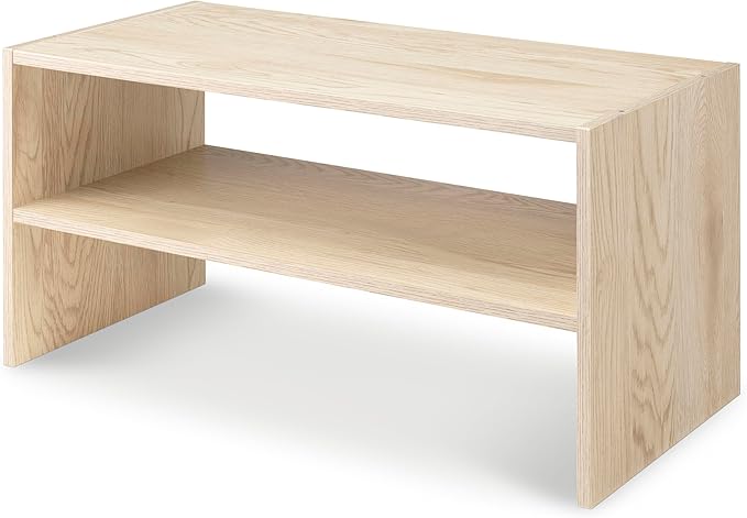 Whitmor Wood Stackable 2-Shelf Shoe Rack, White Oak, 24 inches-NeatNest