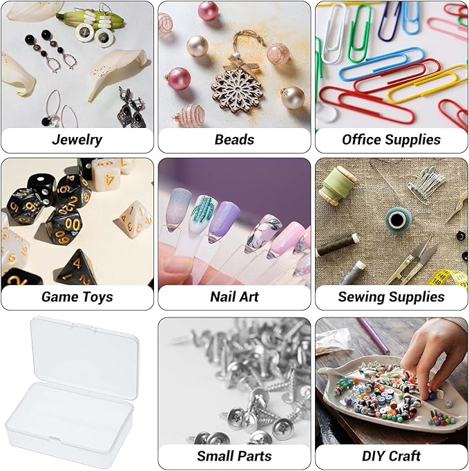 5 Pcs Mini Plastic Storage Containers Box with Lid, Small Storage Containers Travel Case 4x3x1 Inches Clear Rectangle Box Organizer for Collecting Small Items, Beads, Jewelry, Cards, Crafts-NeatNest