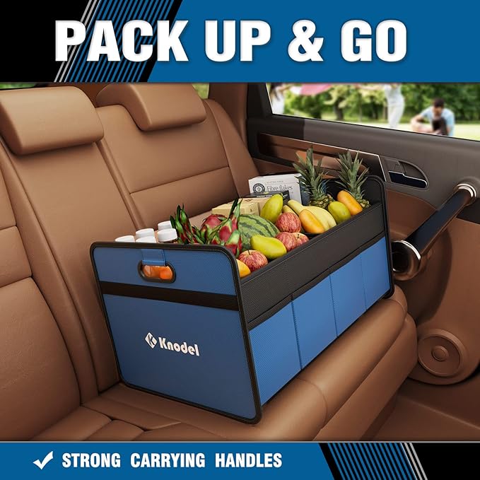 K KNODEL Car Trunk Organizer, Foldable Organizer for Car, Automotive Consoles & Organizers, Storage with Reinforced Handles (Medium, Blue)-NeatNest