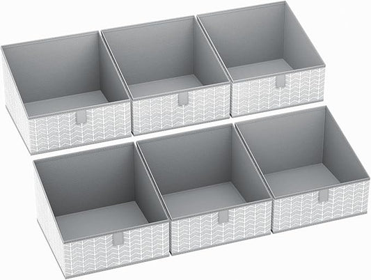 DIMJ Storage Bins Basket for Closet Storage, Fabric Baskets for Closet Shelves, Foldable Storage Cube for Toys, DVDs, Books, Gray, 6Pack-NeatNest