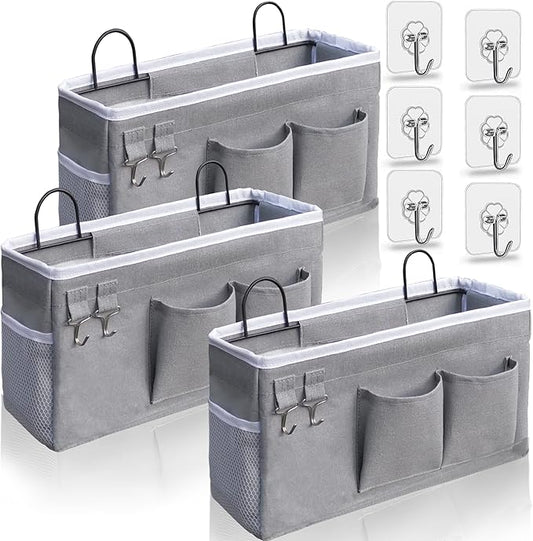 3pcs Hanging Baskets for Organizing,Fabric Wall storage Basket,Wall Organizer for Closet,Kitchen, Bedroom, Office, RV Camper,Locker (Gray)-NeatNest