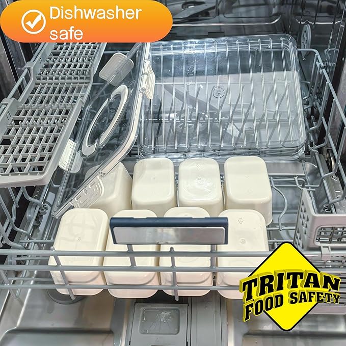 Amzcku Tritan Snackle Box Container (2nd Generation) Dishwasher Safety - Divided Serving Tray with Lid and Handle Charcuterie for Portable Snack Platters (Won't be Disfigured and Unbreakable) 1 Pack-NeatNest