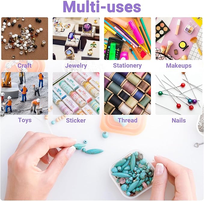 False Nail Container, 36-Gird Plastic Nail Art Organizers Storage Box with Adjustable Dividers, False Jewelry Diamonds Charms Nail 3D Decorations Manicure Accessory Holder Case, 2 Packs-NeatNest