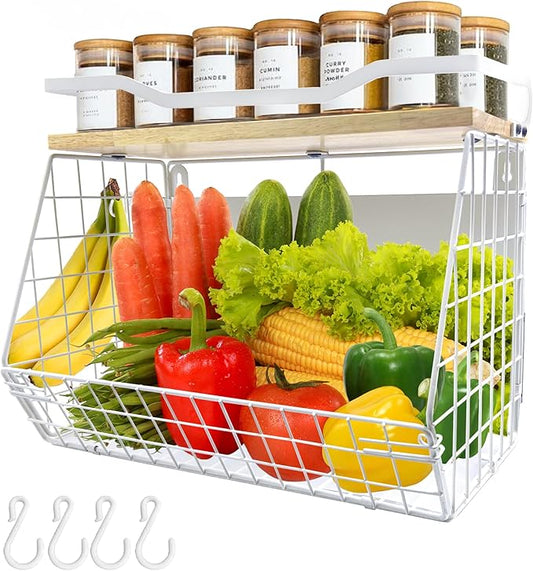 Upgrade Strong Magnetic Shelf for Fridge, Onion and Potato,Spice Rack,Fruit and Vegetable Storage and Organizer, Refrigerator organizers, Magnetic Basket for Pantry, Kitchen and Laundry Organizer