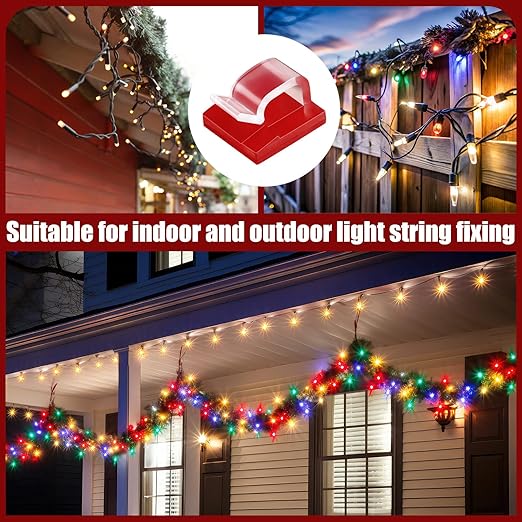 Blulu 100 Pcs Adhesive Cable Clips Bulk Wire Holder for Cord Organizer Clips Cable Management Outdoor Light Hooks for Christmas Wall String Lights Fairy Lights-NeatNest