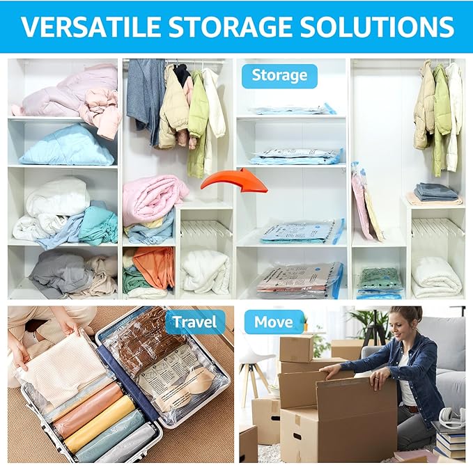 BoxLegend Vacuum Bag Vacuum Storage Bag Travel Vacuum Reusable Garment Bag for Clothing Duvets Bedding Pillow Wool Blankets-NeatNest