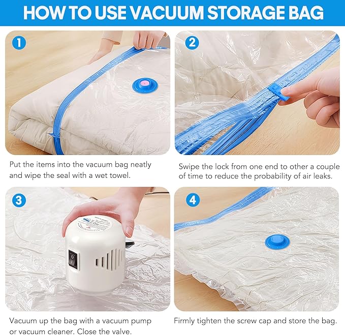 16 Pack Travel Vacuum Storage Bags with Electric Pump, Vacuum Seal Bags for Clothing, Vacuum Sealer Bags for Luggage, Travel Essentials-NeatNest