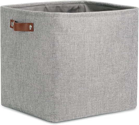 DULLEMELO Cube Basket for Storage and Organization, Collapsible Fabric Cube for Closet, Laundry, Nursery and Shelves - Decorative Empty Basket for Gifts (Gray)-NeatNest