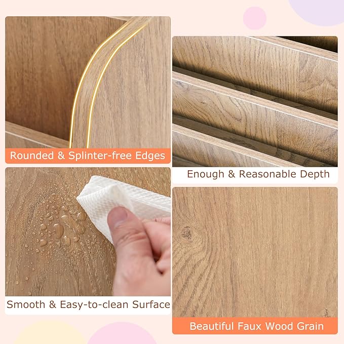 Costzon 4-Tier Kids Bookshelf, Front Facing Children Bookcase with Deep Compartments, Magazine Storage Rack for Kids Bedroom, Playroom, Nursery, Classroom, Kindergarten (Natural)-NeatNest