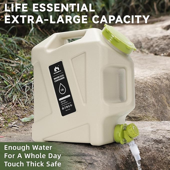 Camping Water Jug - 3.2 Gallan Water Container with Spigot | Portable Water Tank for Outdoor Hiking Picnic Supplies - White-NeatNest