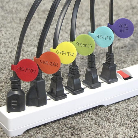 Cable Labels - Wrap-It Storage - Circles, Multi-Color (36-Pack) - Color Coded Labels for Organizing, Wire Tags Write on Surface for Labels for Charging Cords and Electronics-NeatNest