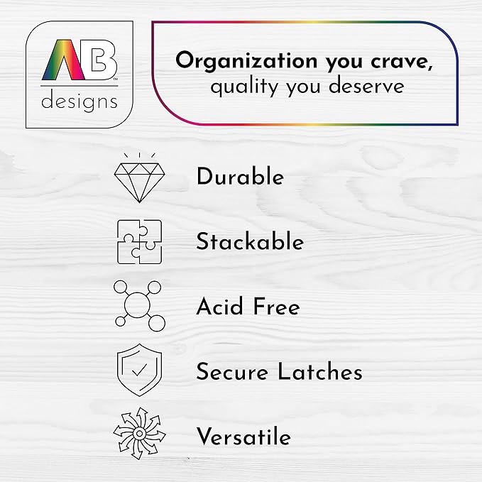 AB Designs Bin Pack, [6] Long Home Organizer Storage Boxes with Lids, Translucent Clear