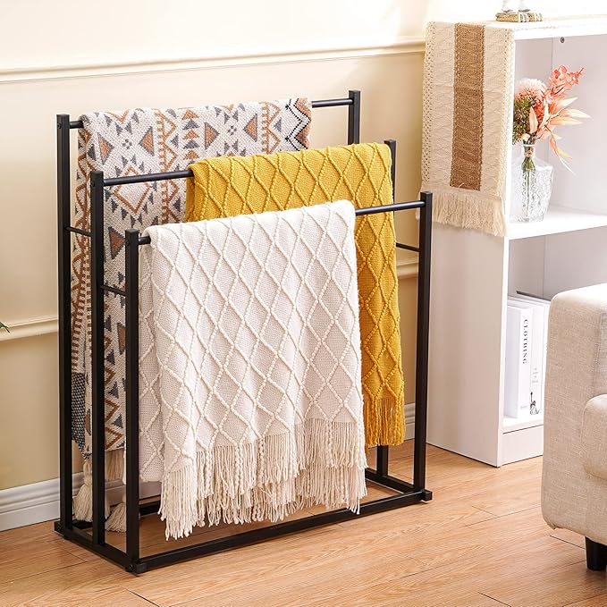 Honiter Towel Racks for Bathroom, 3 Tier Free Standing Towel Rack, Blanket Drying and Display Rack for Oversized Bath Towels Bathroom Accessories, Next to Tub or Shower
