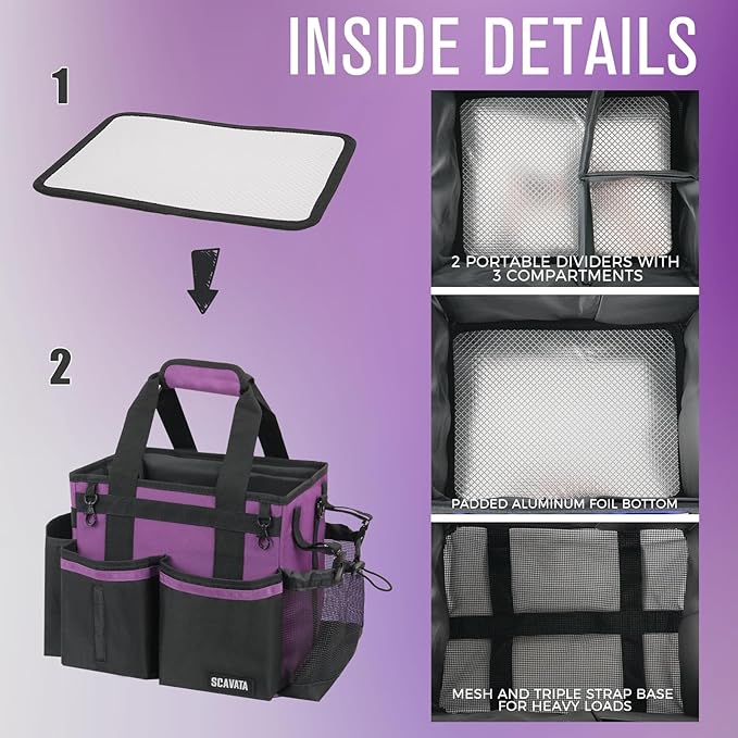 Compact Wearable Cleaning Caddy, Small Cleaning Caddy Supplies Organizer with Handle & Shoulder Straps for Housekeepers, Under Sink & Car Cleaning Tool Organizers Bag (RoyalPurple)-NeatNest