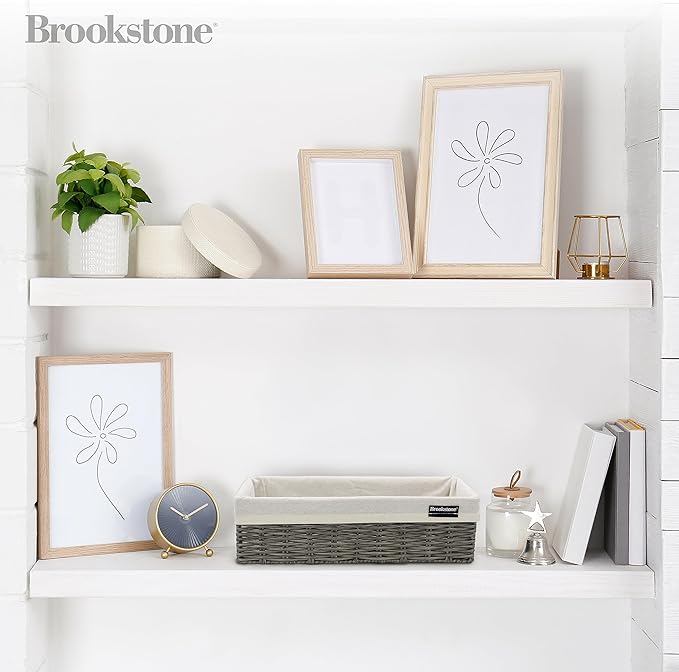 Brookstone Wicker Shelf Storage Basket Decorative Shelf Bin, bathroom organizers and storage, Boho Living Room Decor, Summer Storage 2025-2 Pack-NeatNest
