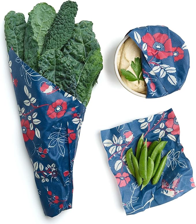 Bee's Wrap Beeswax Wraps for Food - Botanical 3 Pack (S, M, L) Made in USA Reusable & Organic Food Wraps, Sandwich Wrap & Bowl Covers - Eco-Friendly Alternative to Aluminum Foil & Plastic Wrap-NeatNest