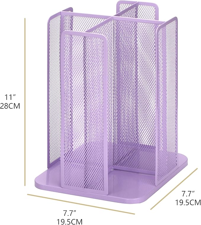 Annova Paper/Plastic Cup and Lid Holder Storage Organizer, 360°Rotating Coffee Cup Dispenser with 4 Compartments, Multifunctional Storage Rack for Home, Office, Bar, Coffee Shop (Light Purple)-NeatNest