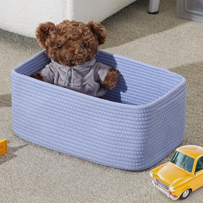 3-Pack Storage Baskets for Organizing | Woven Shelf Toy Basket | Rope Baskets for Gifts Empty | Closet Organizer Bins with Handles | Cube Decorative Box | 11.5×7.5×4.7”-NeatNest