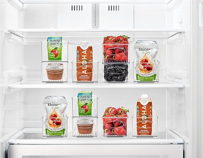 Sorbus Stackable Refrigerator Organizer Bins - Clear Storage Bins for Kitchen Pantry, Freezer & Fridge Organization - Food Organizing Plastic Containers with Handles for Countertops & Drawers (2 Pack)-NeatNest