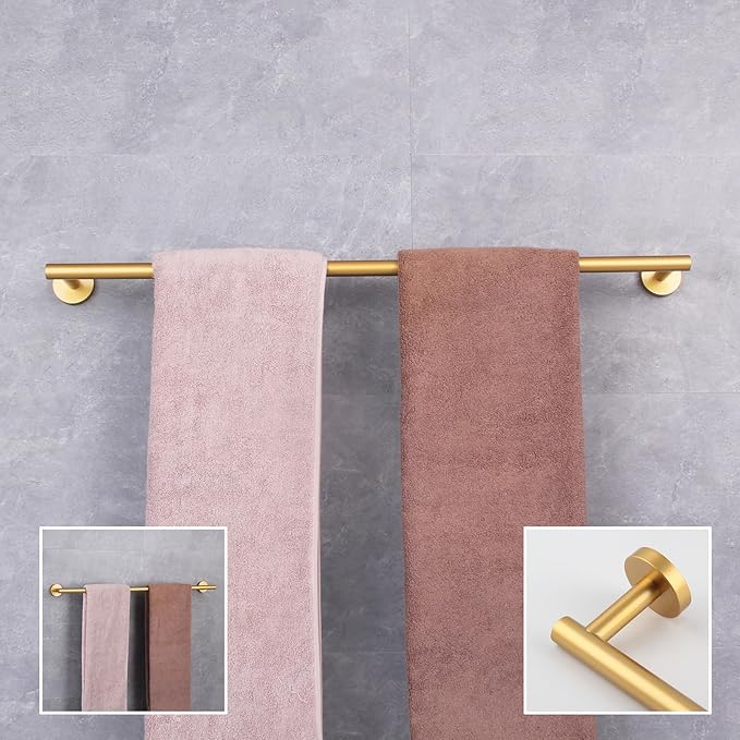 GERZWY Gold Towel Bar 30-Inch Stainless Steel Bathroom Towel Rail Wall Mounted Hand Towel Holder AG1101C75-BE