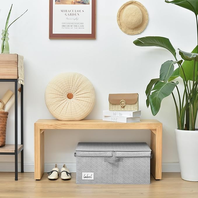 GRANNY SAYS Large Storage Bins with Lids, Decorative Storage Box for Shelves, Fabric Storage Bins Foldable, Storage Basket for Clothes, Keepsake Box, Jumbo, Gray, 2-Pack-NeatNest