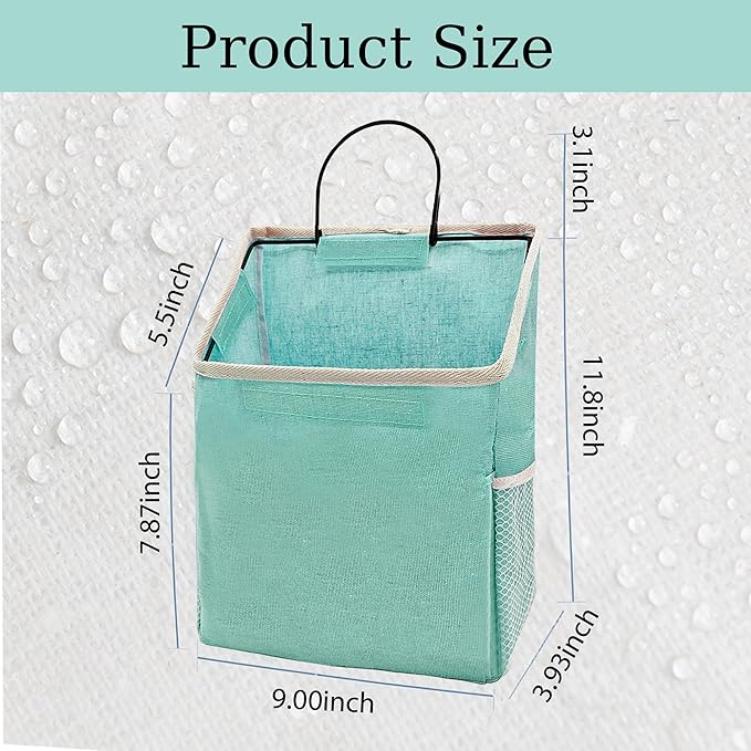 2 Pack Wall Hanging Storage Bag, Hanging Organizer Bag with Sticky Hook, Wall Organizer for Dormitory Bathroom Bedroom Kitchen (Green)-NeatNest