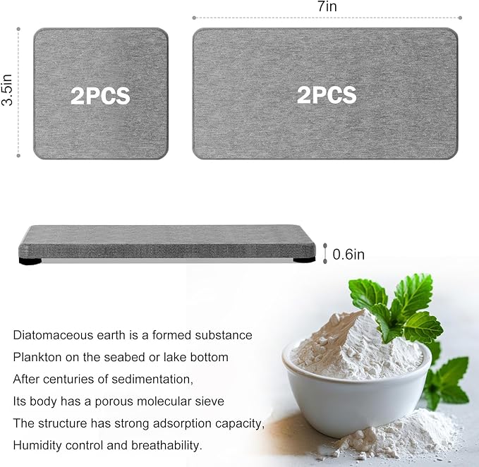 4PCS Water Absorbing Stone Tray for Sink, Fast Drying Stone Sink Tray, Water Absorbent Diatomite Trays, Diatomaceous Coaster, Stones Drying Trays for Bathroom Sinks and Kitchen Counter-NeatNest