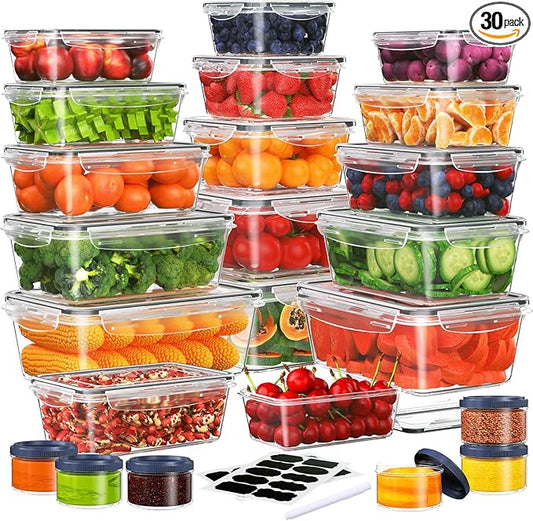46 PCS Food Storage Containers with Lids(23 Containers & 23 Lids), Reusable Plastic Food Containers with Lid for Kitchen Storage and Organization, BPA-Free & Leak Proof with Labels & Pen-NeatNest