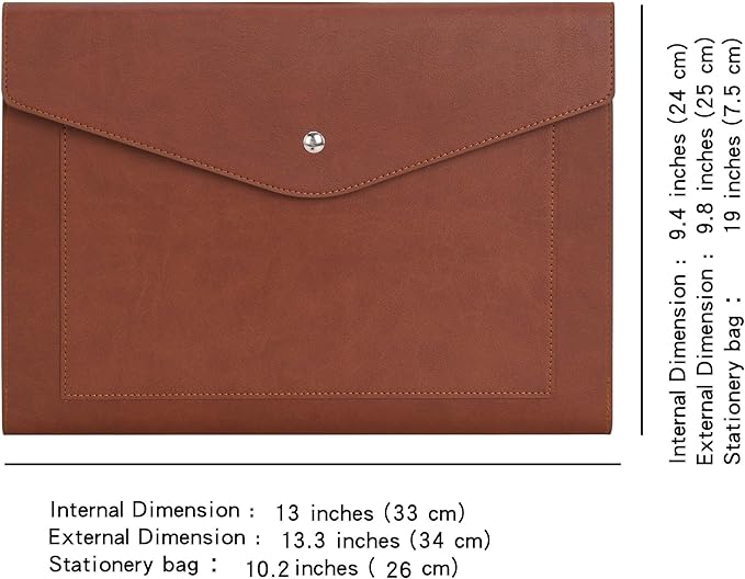 Wason Expanding A4 Document File PU Leather Envelope Case Holder-Large Size Pockets for Paper Bills Stationery Tablet and PC, Work Study Traveling (Dark Brown)