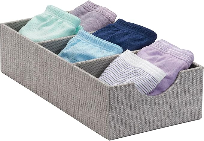 Household Essentials Grey 727-1 Deep 3 Section Drawer Organizer Box for Storage | 12 in x 6.13 in x 3.13-NeatNest