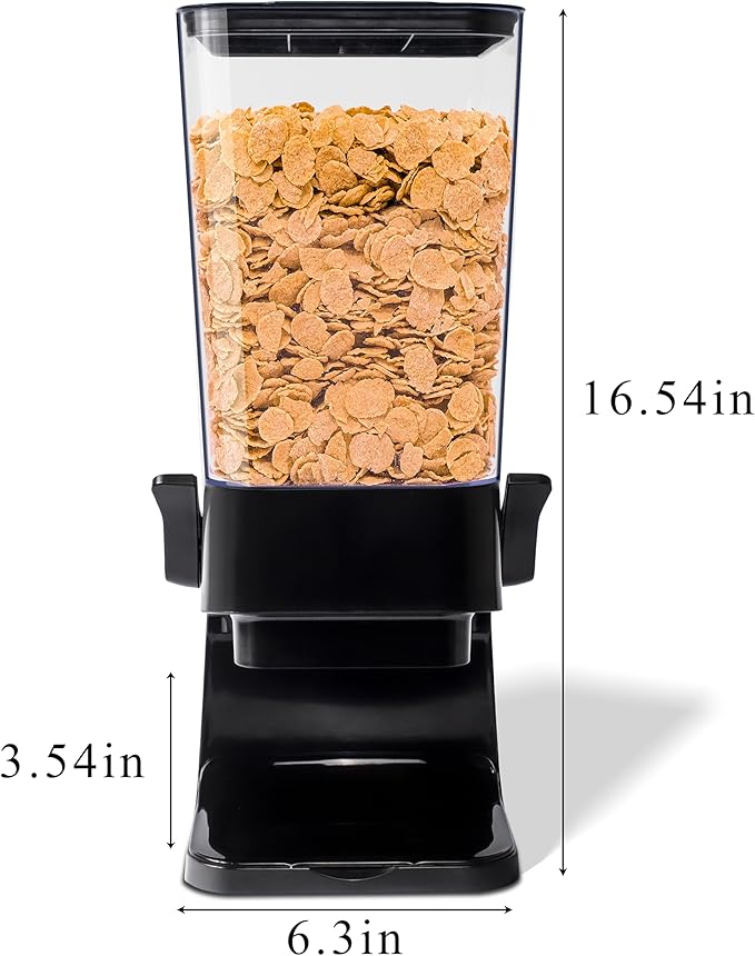 Cereal Dispenser Countertop, 5L Kitchen Organization Cereal Containers Storage, Desktop Candy Dispenser Plastic Cereal Dispenser, Snack Containers Can Hold Granola, Dry Food, Grain (Black, 3Pc)-NeatNest