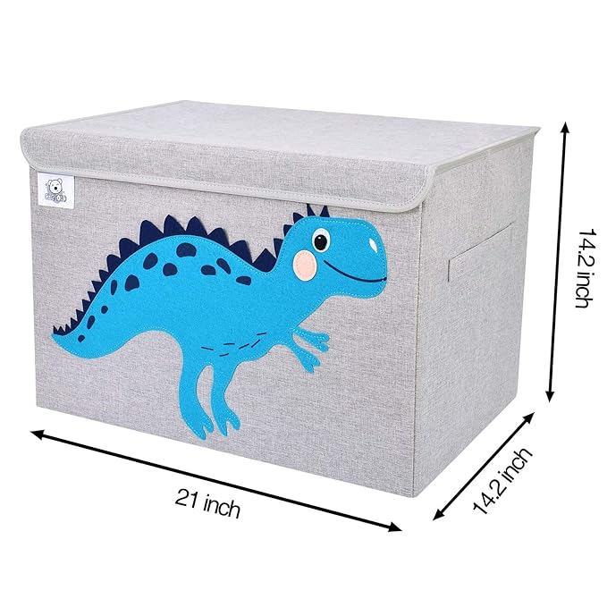 CLCROBD Foldable Large Kids Toy Chest with Flip-Top Lid, Collapsible Fabric Animal Toy Storage Organizer/Bin/Box/Basket/Trunk for Toddler, Children and Baby Nursery (Dinosaur)-NeatNest