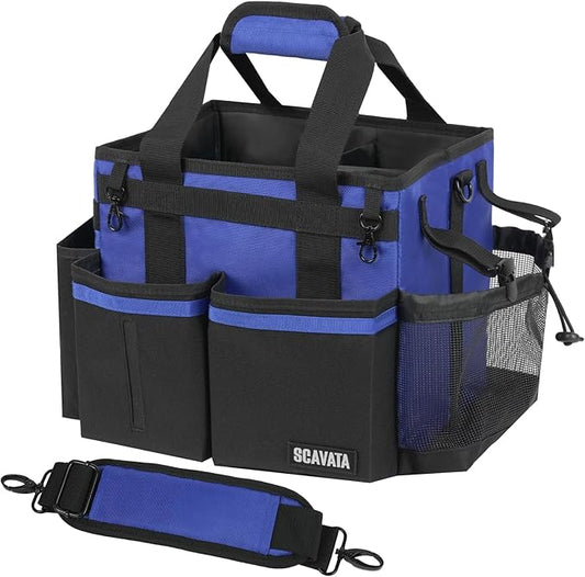 Compact Wearable Cleaning Caddy, Small Supplies Organizer with Handle & Shoulder Straps for Housekeepers, Under Sink & Car Cleaning Tool Organizer Bag (Blue)-NeatNest