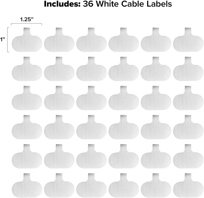 Cable Labels by Wrap-It Storage, Regular, White (36 Pack) - Write On Cord Labels, Wire Labels, Cable Tags and Wire Tags for Cable Management and Electronics, Computers. Great Stocking Stuffer-NeatNest
