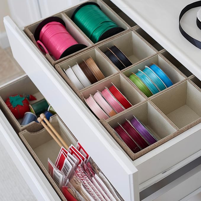 Household Essentials Brown 722-1 Deep 3 Section Drawer Organizer Box for Storage | 12 in x 6.13 in x 3.13-NeatNest