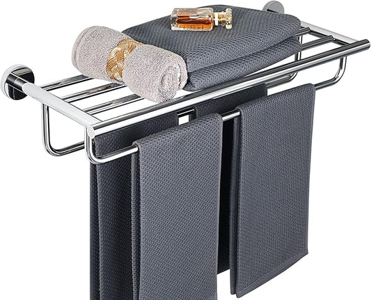 Alise 24-Inch Bathroom Lavatory Towel Rack Towel Shelf with 2 Towel Bars Wall Mount Towel Holder,GYT7060-C SUS 304 Stainless Steel Polished Chrome