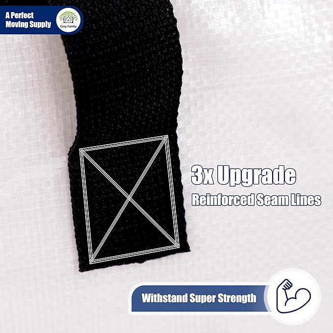 Cosy Family 8 Pack Heavy Duty Extra Large Moving Bags with Backpack Straps - Strong Handles & Zippers, Storage Totes For Space Saving, Fold Flat, Alternative to Moving Box (Set of 8, Clear)-NeatNest