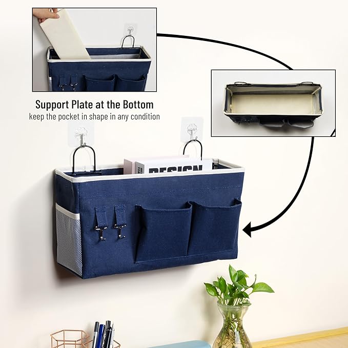 2pcs Large Wall Hanging Storage Bag, Door Closet Linen Fabric Pockets Organizer, Waterproof Multi Functional for Living Room Bedroom Bathroom Kitchen Office RV Camper with Hooks Navy-NeatNest