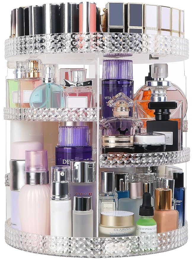 360 Degree Rotating Makeup Organizer, Extra Large Capacity Perfume Organizer, Removable DIY 7 Layers Make up Organizer for vanity, Cosmetic Display Case Organizador De Maquillaje (Clear)-NeatNest