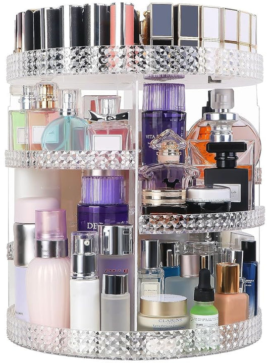360 Degree Rotating Makeup Organizer, Extra Large Capacity Perfume Organizer, Removable DIY 7 Layers Make up Organizer for vanity, Cosmetic Display Case Organizador De Maquillaje (Clear)-NeatNest