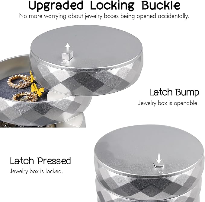 CONBOLA Travel Jewelry Case Box, Small Jewelry Organizer Earring Holder for Women, 5-Layer Rotating Jewelry Storage Tray with Lid for Bracelets Rings Bracelets-NeatNest