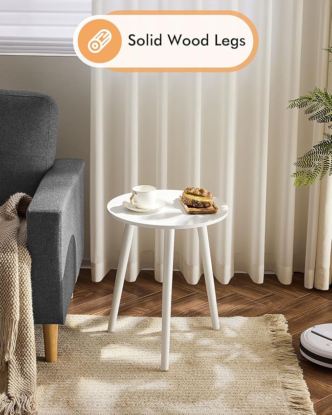 Apicizon White Round Side Tables Set of 2, White Nightstand Coffee End Tables for Living Room, Bedroom, Small Spaces, Modern Home Decor Bedside Table with Natural Wood Legs, 16.5 Inches-NeatNest