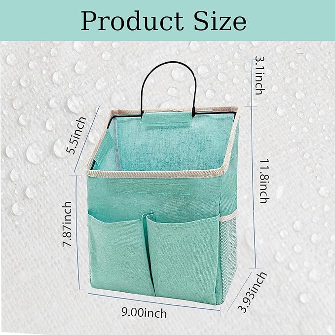 2pcs Wall Hanging Storage Bag,Wall Hanging Organizer Bags with Pockets, Wall Organizer Storage for Dormitory Bathroom Bedroom Kitchen(Green)-NeatNest