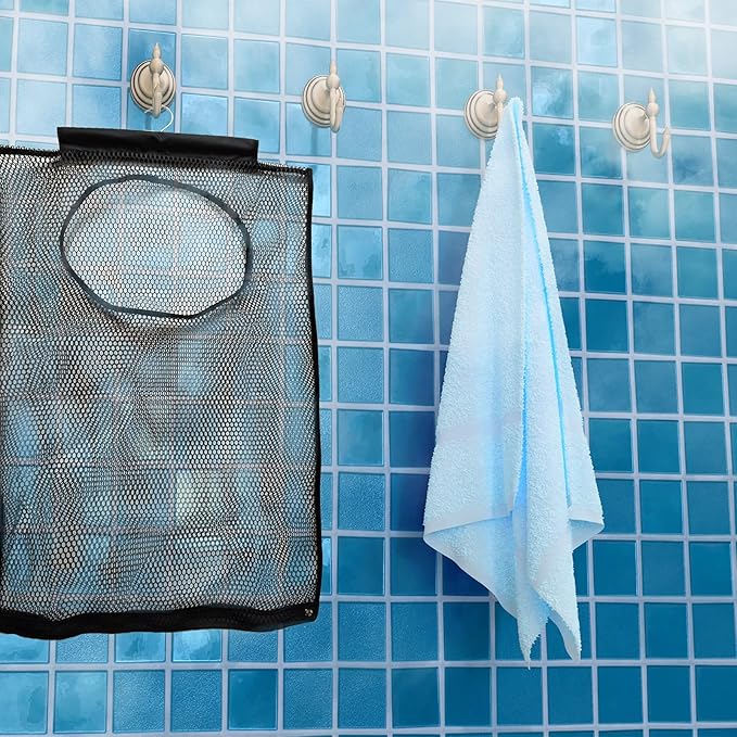 Hanging Mesh Laundry Hamper (30in*20in*2in) Large Dirty Clothes Bag, Can Be Used Behind The Door & Closet & Caravan& Bathroom (Black)-NeatNest