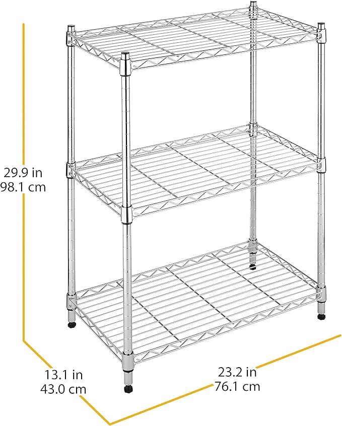 Whitmor 3-Wire Shelving Unit, Metal Storage Shelves, Easy Assembly Home Organizer for Pantry, Kitchen, Garage, Plant-NeatNest