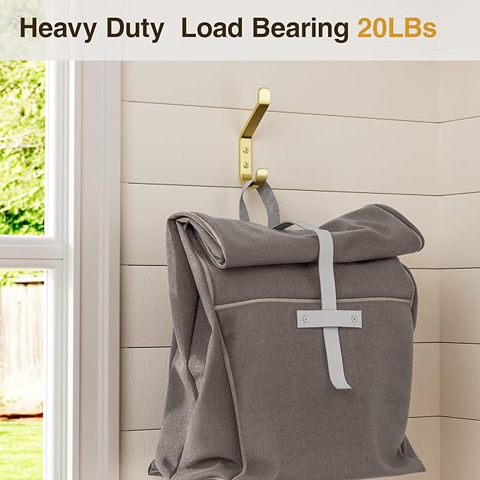 Coat Hooks Wall Mount for Hanging: 20LB Sturdy Hanger for Backpack, Towel, Bag, for Closet, Bathroom, Door, Mushroom, Stainless Gold 4 Pack, 3.75"-NeatNest
