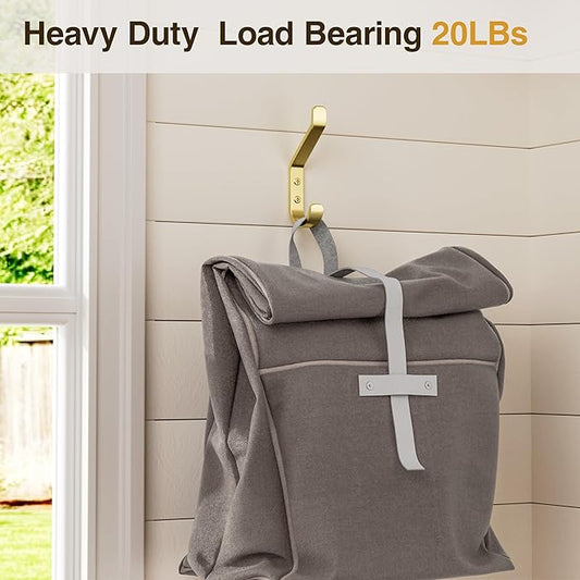 Coat Hooks Wall Mount for Hanging: 20LB Sturdy Hanger for Backpack, Towel, Bag, for Closet, Bathroom, Door, Mushroom, Stainless Gold 4 Pack, 3.75"-NeatNest