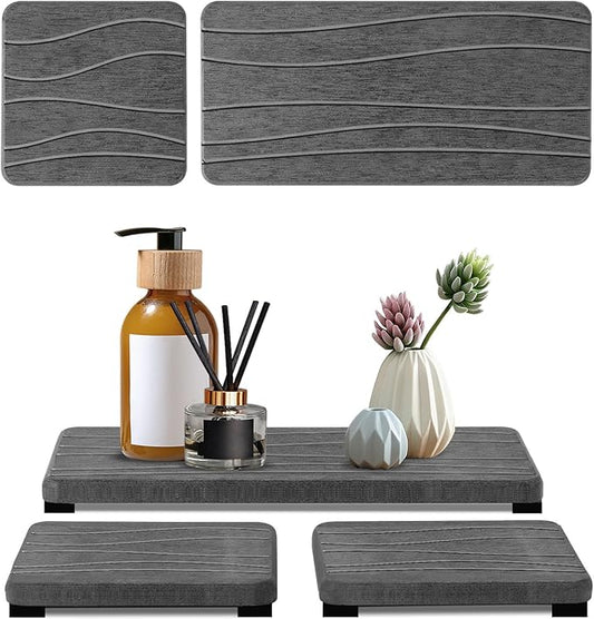 3PCS Water Absorbing Stone Tray, Fast Drying Stone Sink Tray, Stones Soap Trays, Water Absorbent Diatomite Trays, Diatomite Coasters for Kitchen Sink Bathroom Counter, Hand Soap Dish & Holders-NeatNest