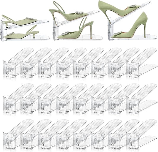 Shoe Slots Organizer,24 Pack Transparent Shoe Stacker Adjustable Shoe Slot Organizer Space Saver Shoe Rack Holder Shoes Storage Organizers for Closet,Transparent-NeatNest