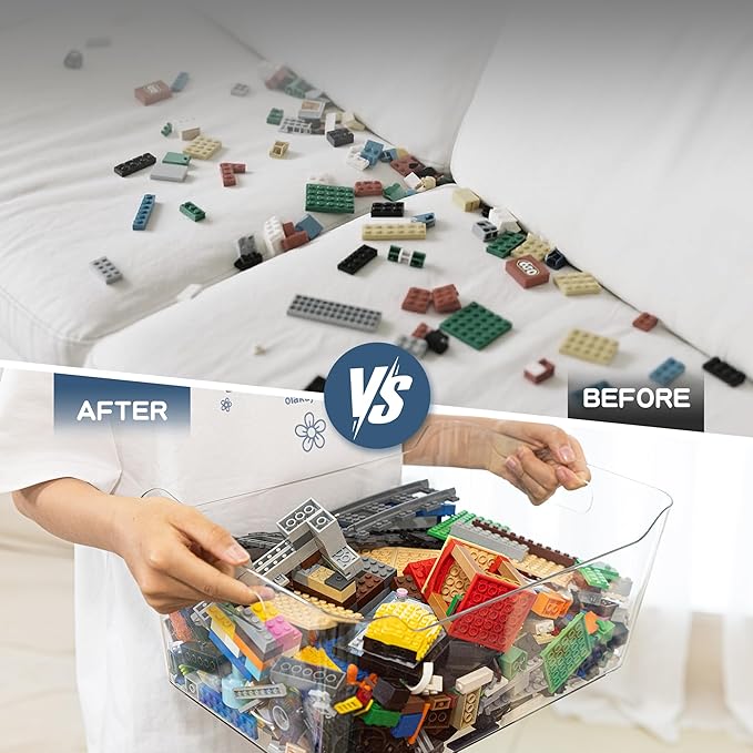 Clear Plastic Storage Bins 8 Pack with 16 Soft Silicone Handles, Organizer Bins for Home & Kitchen, Storage Containers for Pantry, Fridge, Laundry, Bathroom, Classroom-NeatNest